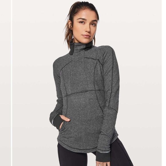 lululemon athletica Tops - Lululemon Base Runner 1/2 Zip
Heathered Herringbone Heathered Black W3B82S
Sz 8